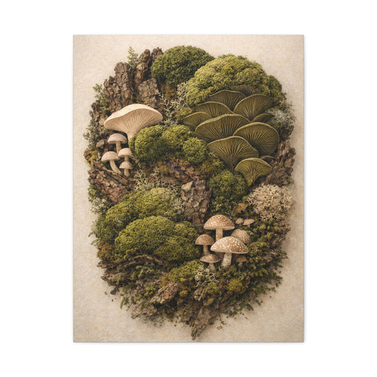Preserved Moss & Fungi Woodland Collage Wall Art & Canvas Print
