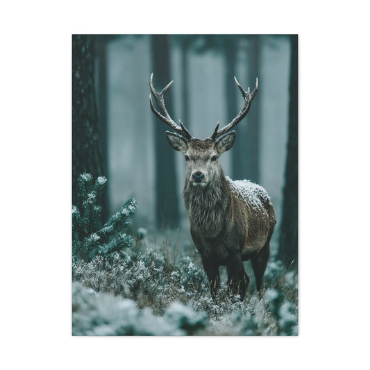 Winter Pine Stag Portrait Wall Art & Canvas Print