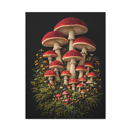 Mushroom Embroidered & Tufted Textile Art Wall Art & Canvas Print