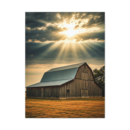 Sunbreak Over the Old Barn Wall Art & Canvas Prints