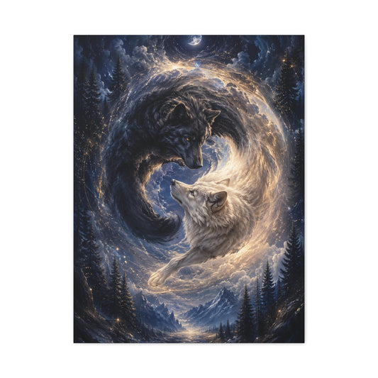 Celestial Wolf Pair Energy Vortex Wall Art & Canvas Print