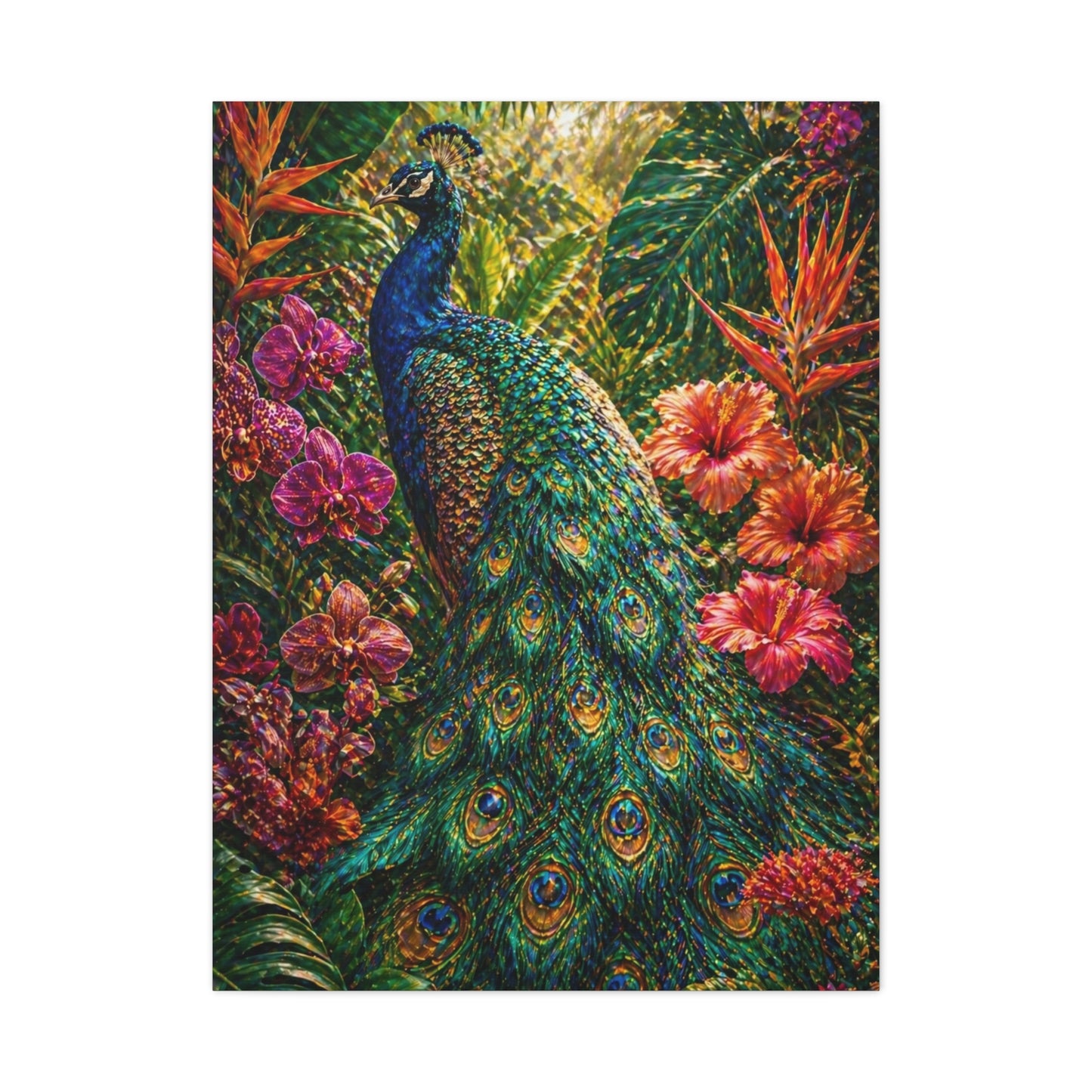 Tropical Maximalist Peacock Jungle Wall Art & Canvas Print