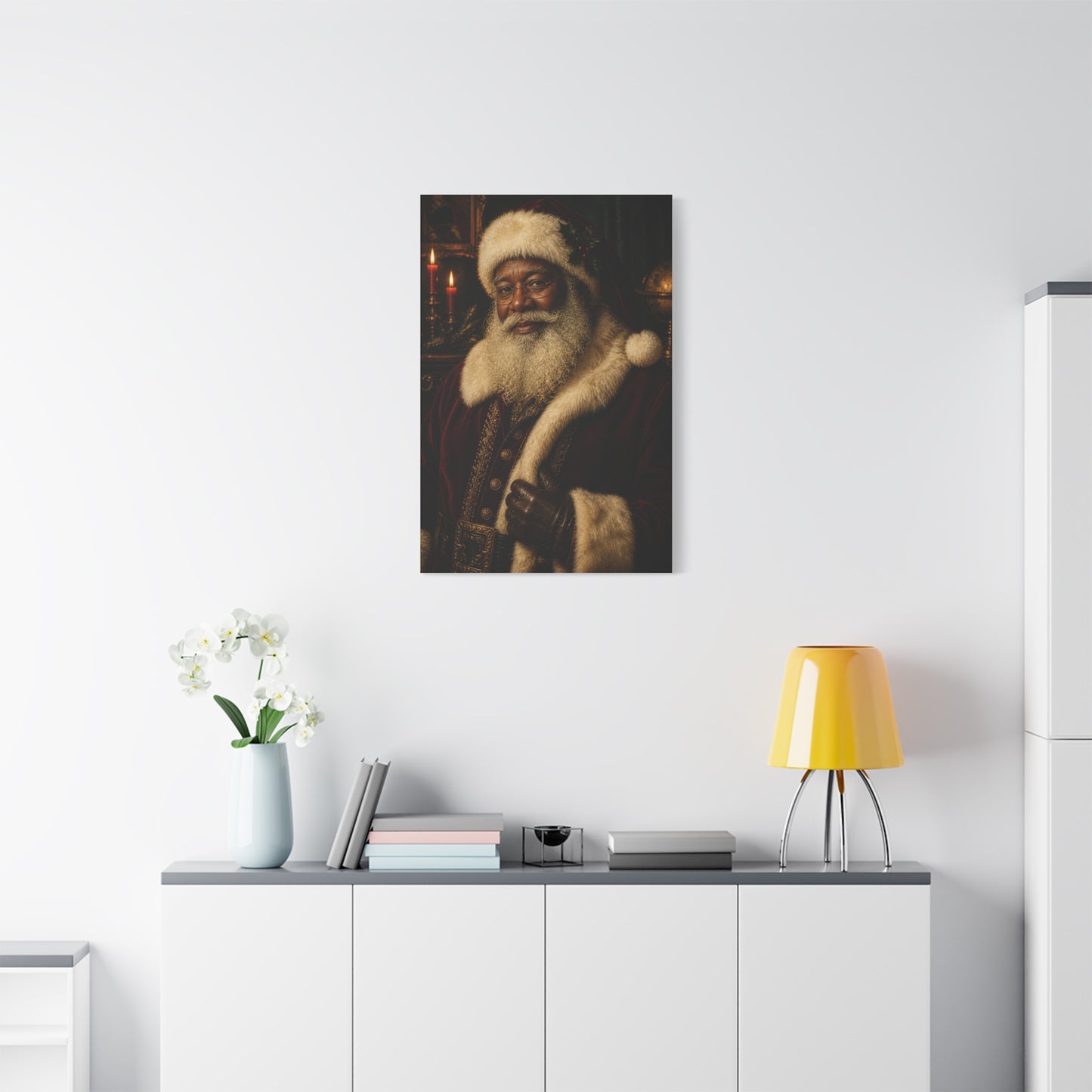 Elegant Black Santa Portrait Wall Art & Canvas Print