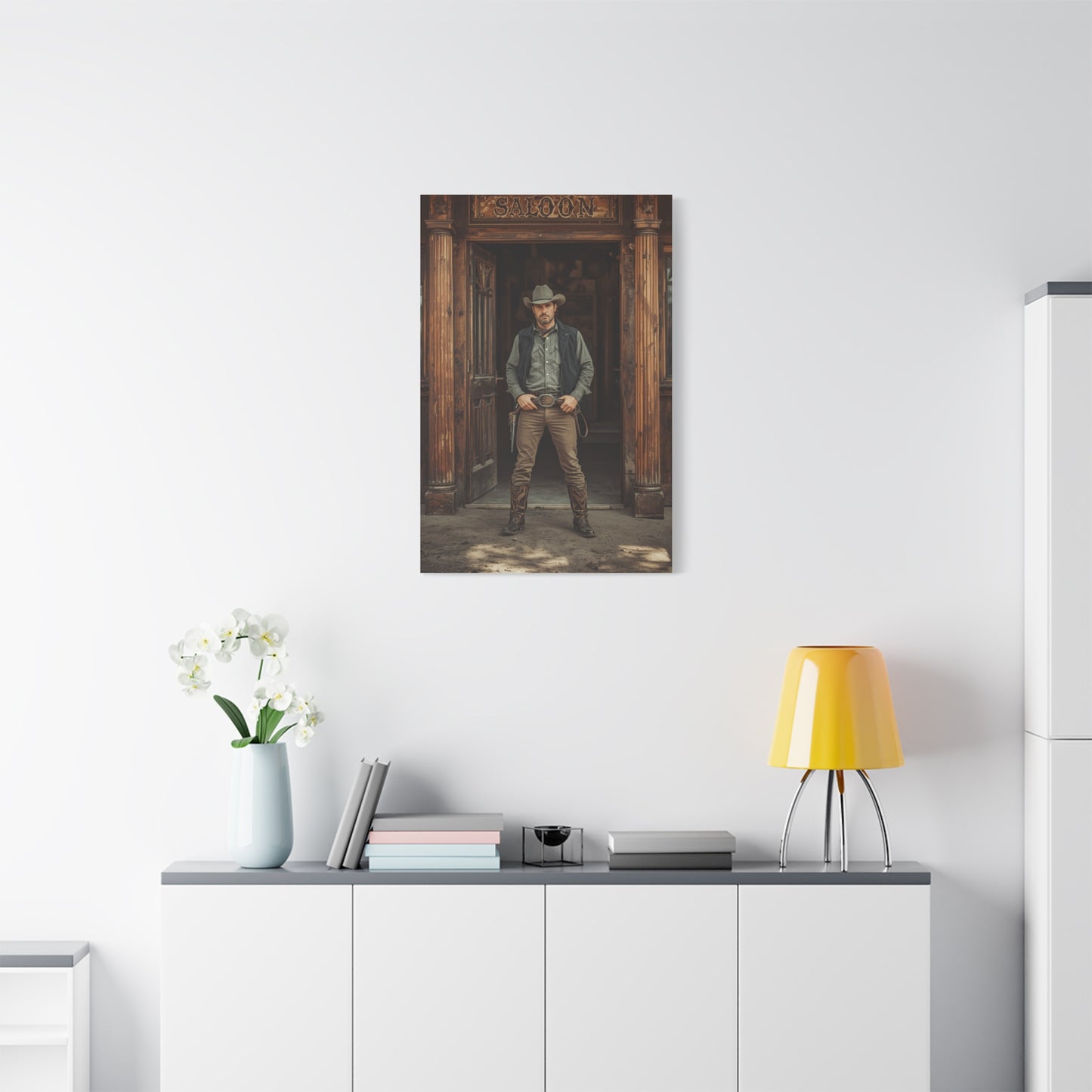 Gunslinger Outside the Saloon Wall Art & Canvas Print