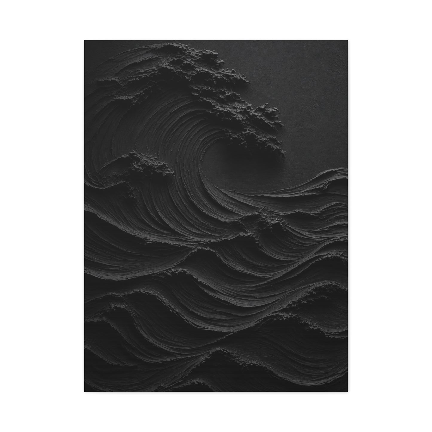 Dark Textured Wave Monochrome Statement Wall Art & Canvas Print