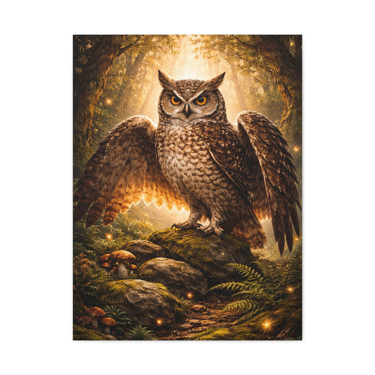 Enchanted Forest Guardian Owl Wall Art & Canvas Print