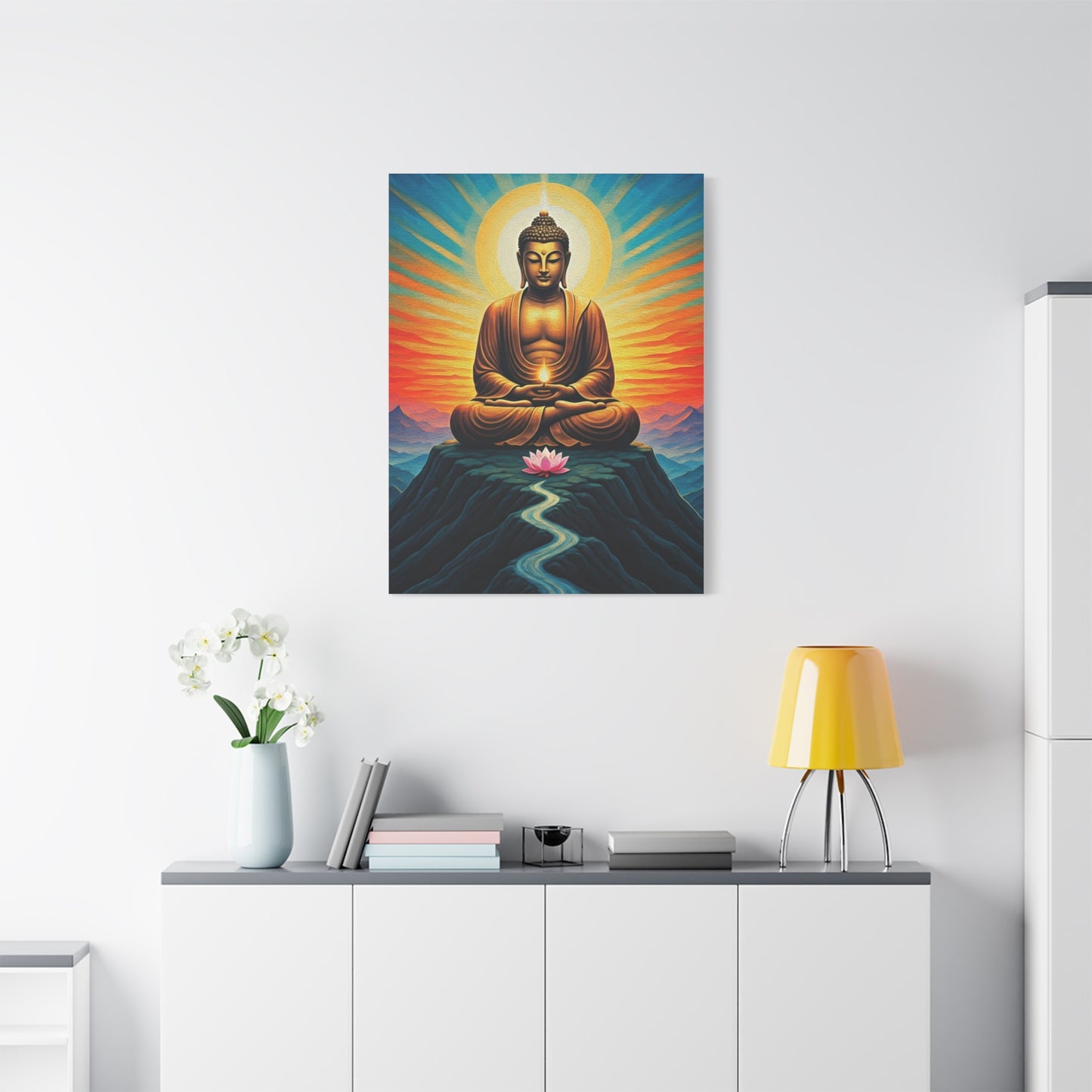 Meditative Buddha with Lotus Path Wall Art & Canvas Prints