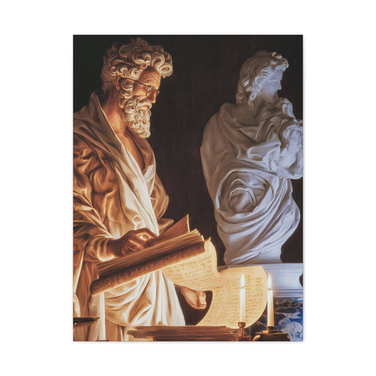 Renaissance Philosopher Reading Ancient Scrolls Wall Art & Canvas Print