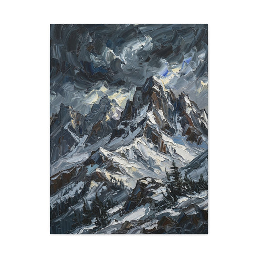 Thick Impasto Oil Mountain Stormscape Wall Art & Canvas Print