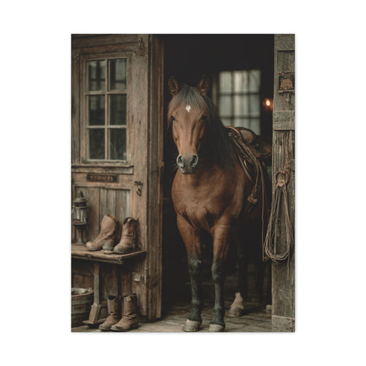 Rustic Stable Horse Portrait Wall Art & Canvas Print