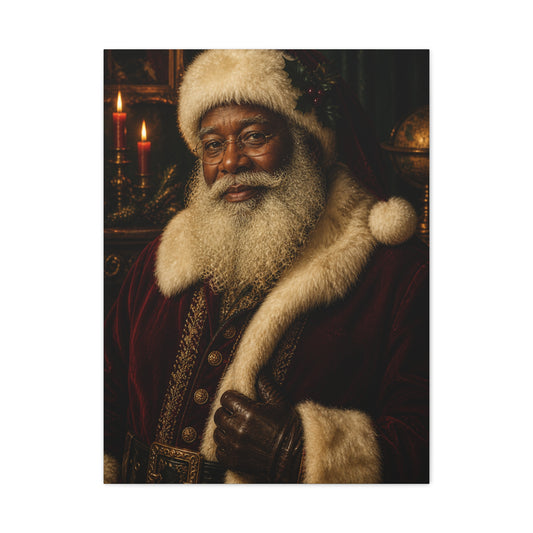 Elegant Black Santa Portrait Wall Art & Canvas Print