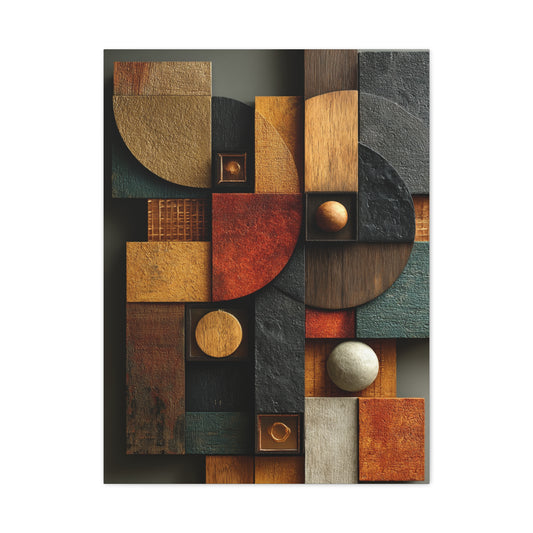 Sculptural Geometric Panel Abstract Wall Art & Canvas Print