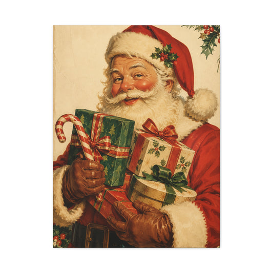 Vintage Americana Santa with Presents Wall Art & Canvas Print