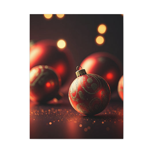 Red Christmas Baubles Festive Glow Wall Art & Canvas Print