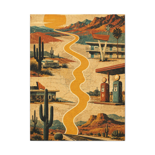Retro Desert Highway Americana Collage Wall Art & Canvas Print