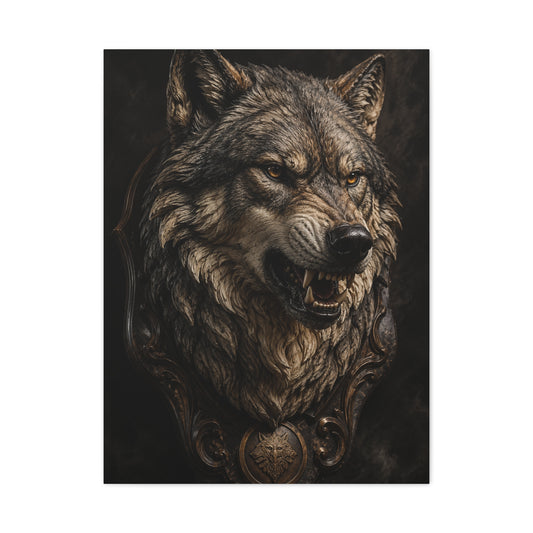 Baroque Gothic Wolf Head Sculpture Portrait Wall Art & Canvas Print
