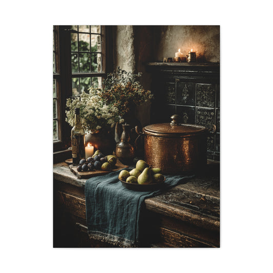 Moody Farmhouse Kitchen Still Life Wall Art & Canvas Print