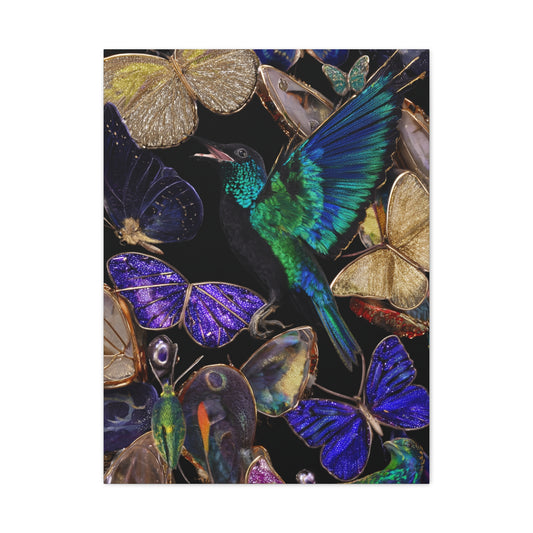 Jewel Tone Hummingbird and Butterfly Collection Wall Art & Canvas Print