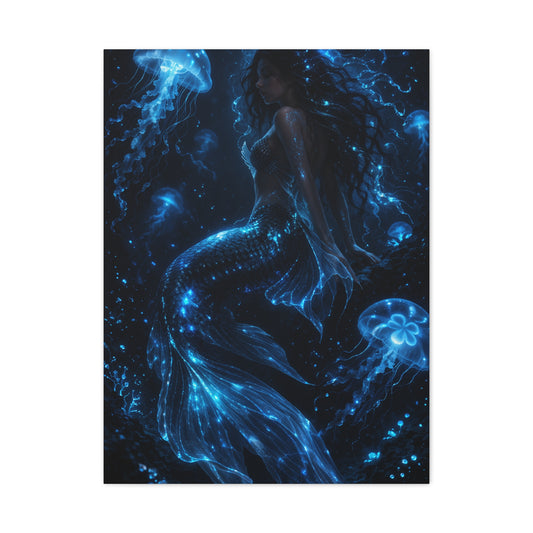 Bioluminescent Deep Sea Mermaid Wall Art & Canvas Print