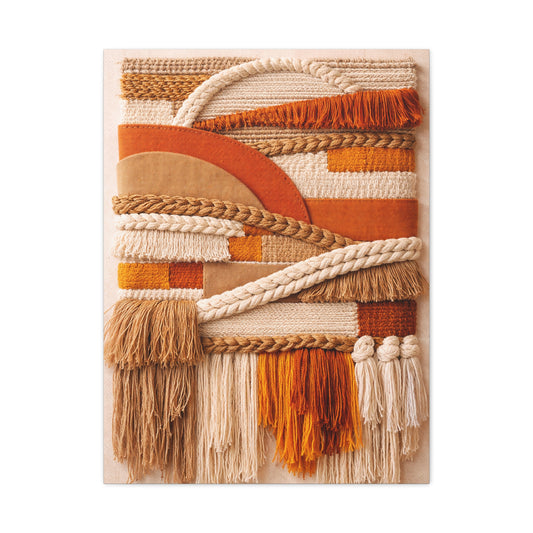 Boho Textile Orange Fiber Composition Wall Art & Canvas Print