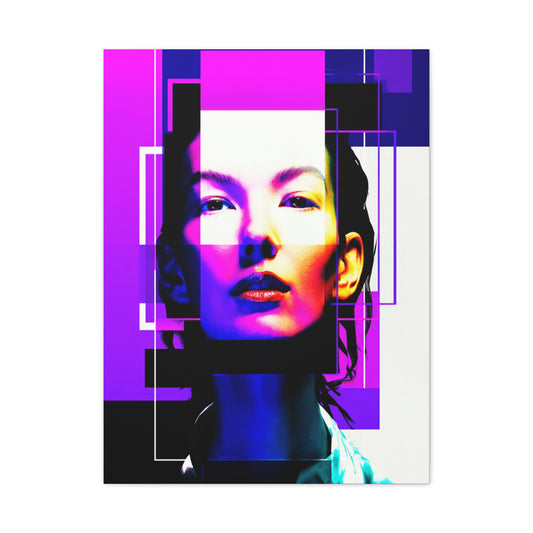 Neon Geometry Portrait Wall Art & Canvas Print