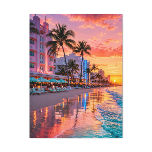 Miami Beach Art Deco Sunset Wall Art & Canvas Print