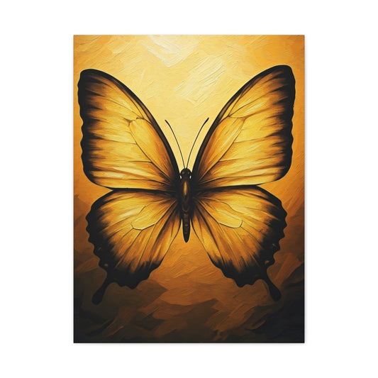 Golden Minimal Butterfly Silhouette Wall Art & Canvas Prints