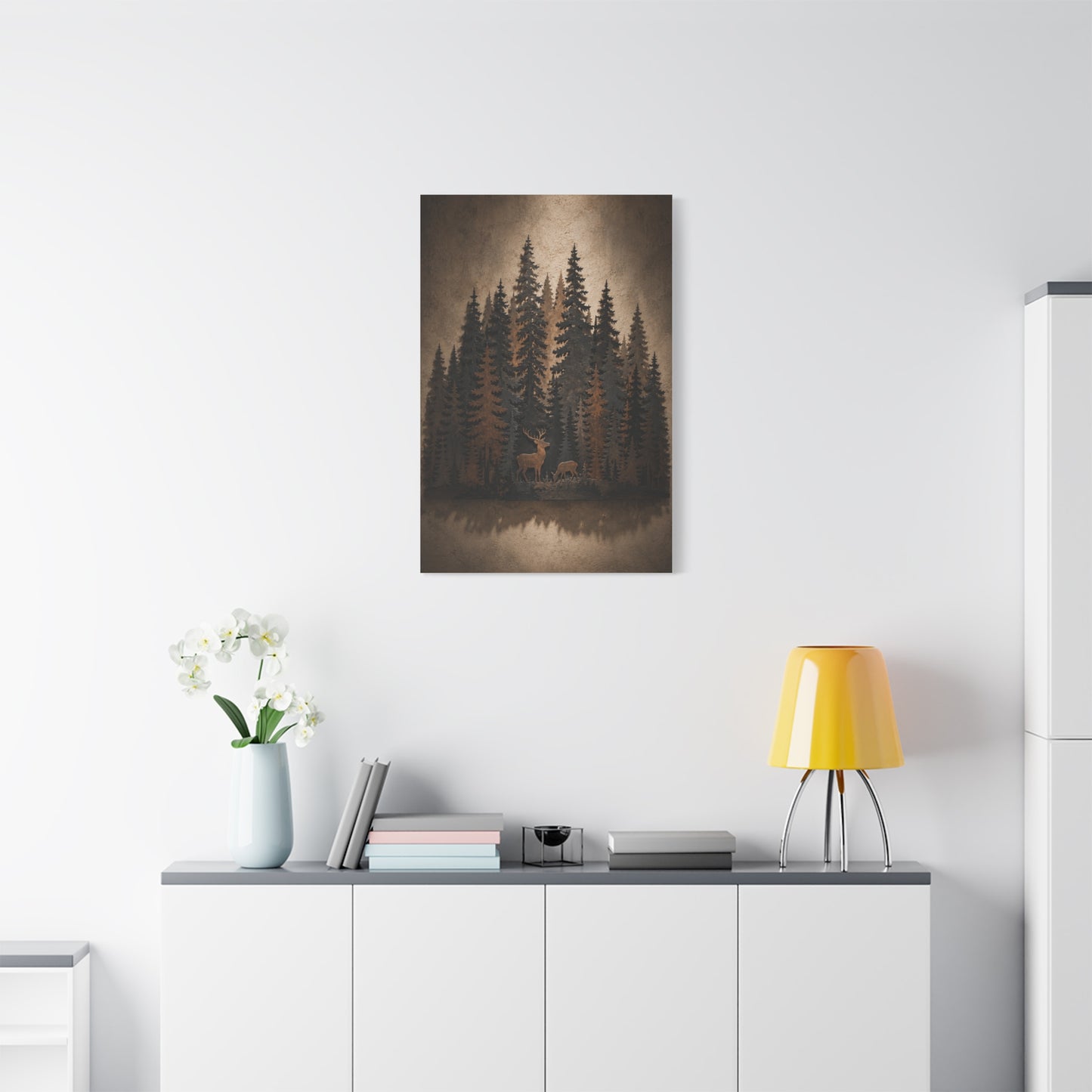 Forest Wildlife Silhouette Scene Trees Wall Art & Canvas Print