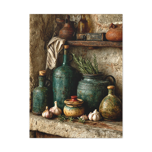 Rustic Ceramic Pantry Shelf Still Life Wall Art & Canvas Print