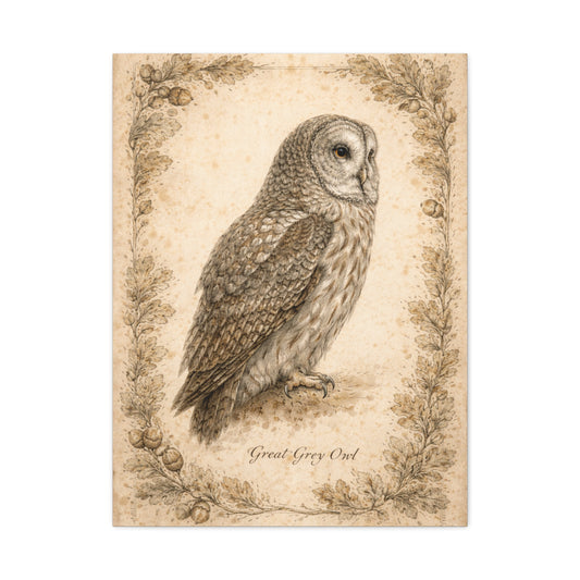Antique Natural History Owl Study Wall Art & Canvas Print