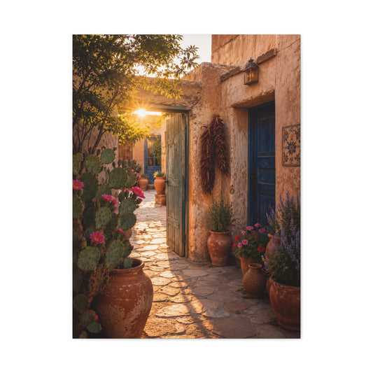 Santa Fe Adobe Courtyard Southwest Wall Art & Canvas Print