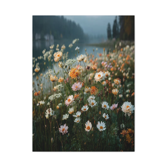 Wildflower Lakeside Meadow Wall Art & Canvas Print
