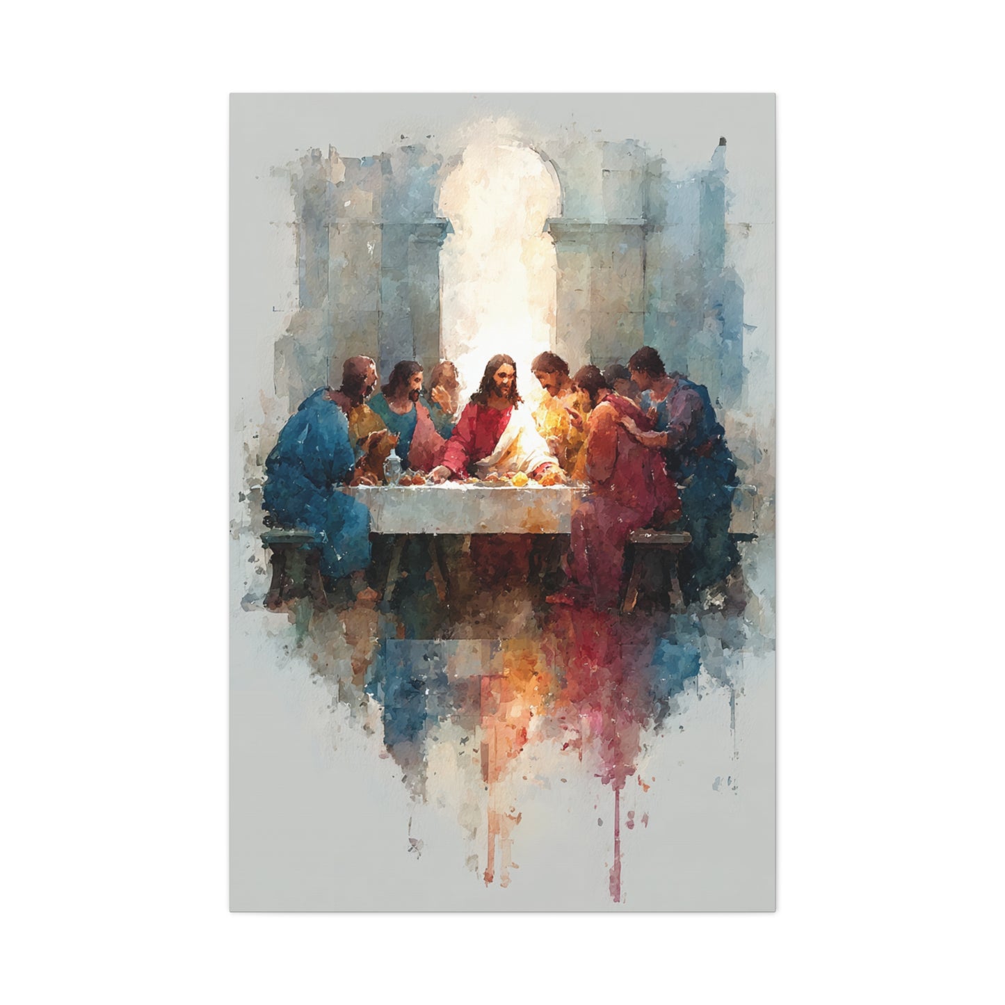 The Last Supper Watercolor Reflection Wall Art & Canvas Print