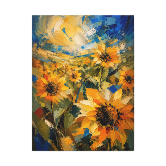 Abstract Expressionist Sunflower Field Wall Art & Canvas Print