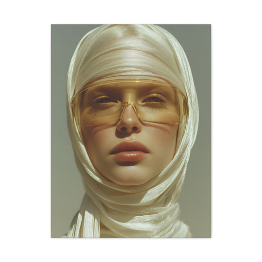Golden Veil Futuristic Portrait Wall Art & Canvas Print