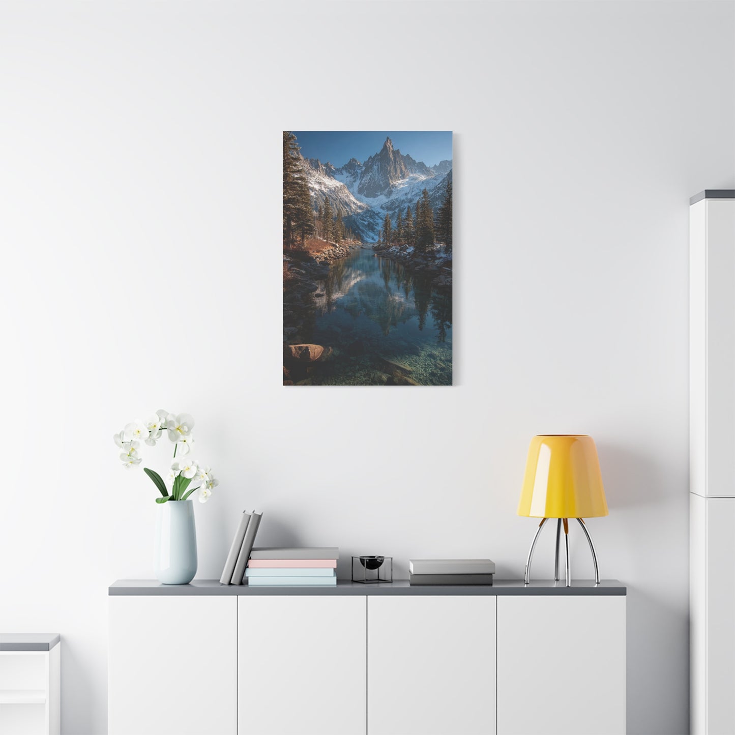 Serene Alpine Lake Reflection Wall Art & Canvas Print