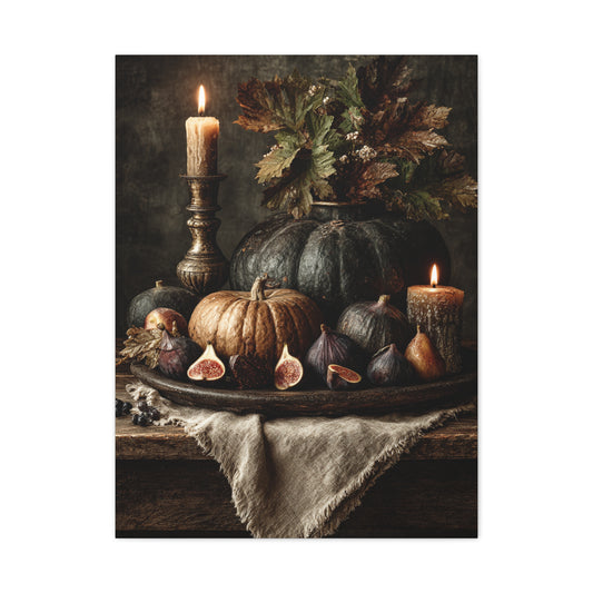 Autumn Harvest Candle Still Life Wall Art & Canvas Print