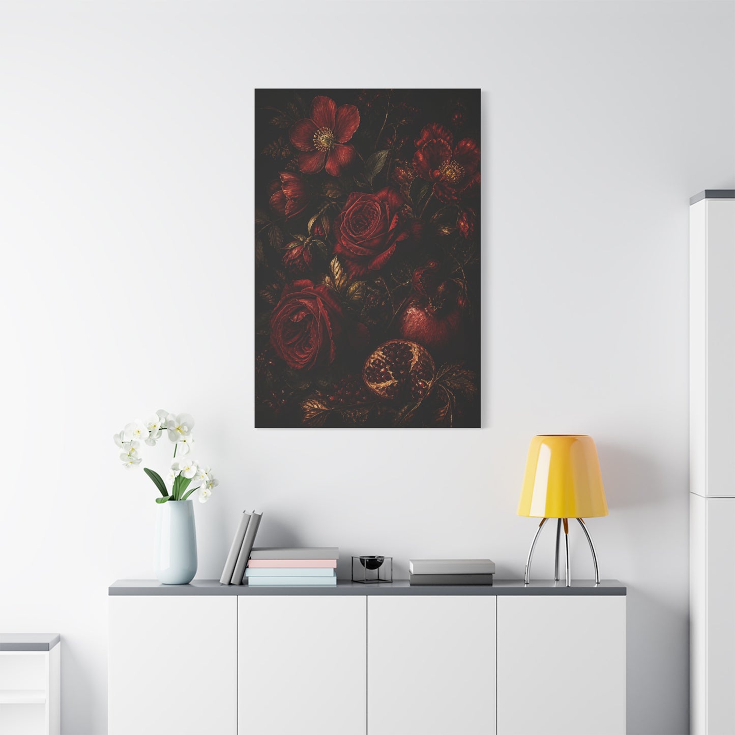 Dark Red Botanical Still Life Wall Art & Canvas Print