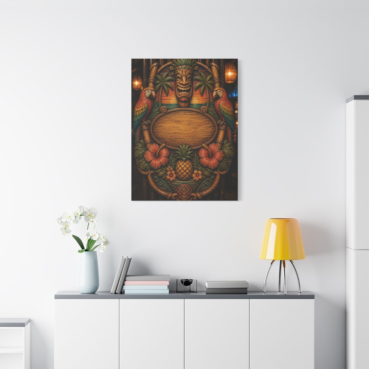 Tropical Tiki Bar Crest Wall Art & Canvas Print