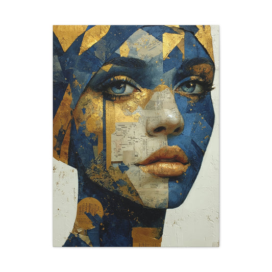 Geometric Gold Mask Portrait Wall Art & Canvas Print