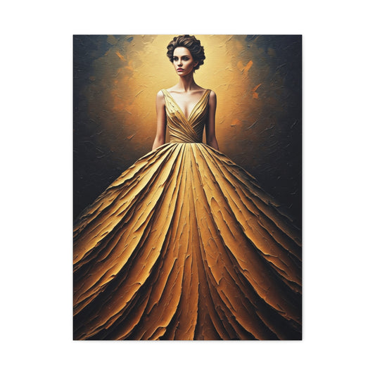 Golden Radiance Gown Portrait Wall Art & Canvas Print