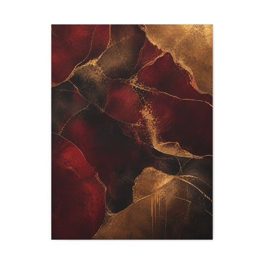 Oxblood and Gold Luxury Abstract Wall Art & Canvas Print
