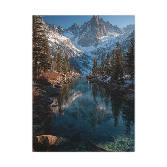 Serene Alpine Lake Reflection Wall Art & Canvas Print