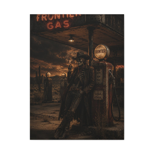Frontier Gas Station Skeleton Outlaw Wall Art & Canvas Print