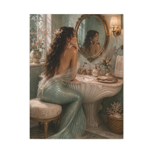 Vintage Vanity Mermaid Elegance Wall Art & Canvas Print
