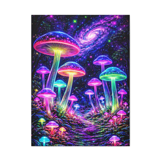 UV-Reactive Psychedelic Mushroom Forest Wall Art & Canvas Print