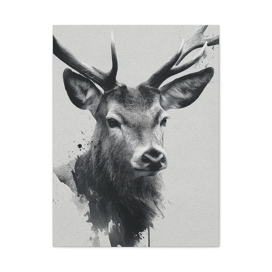 Minimal Ink Wash Deer Portrait Wall Art & Canvas Print
