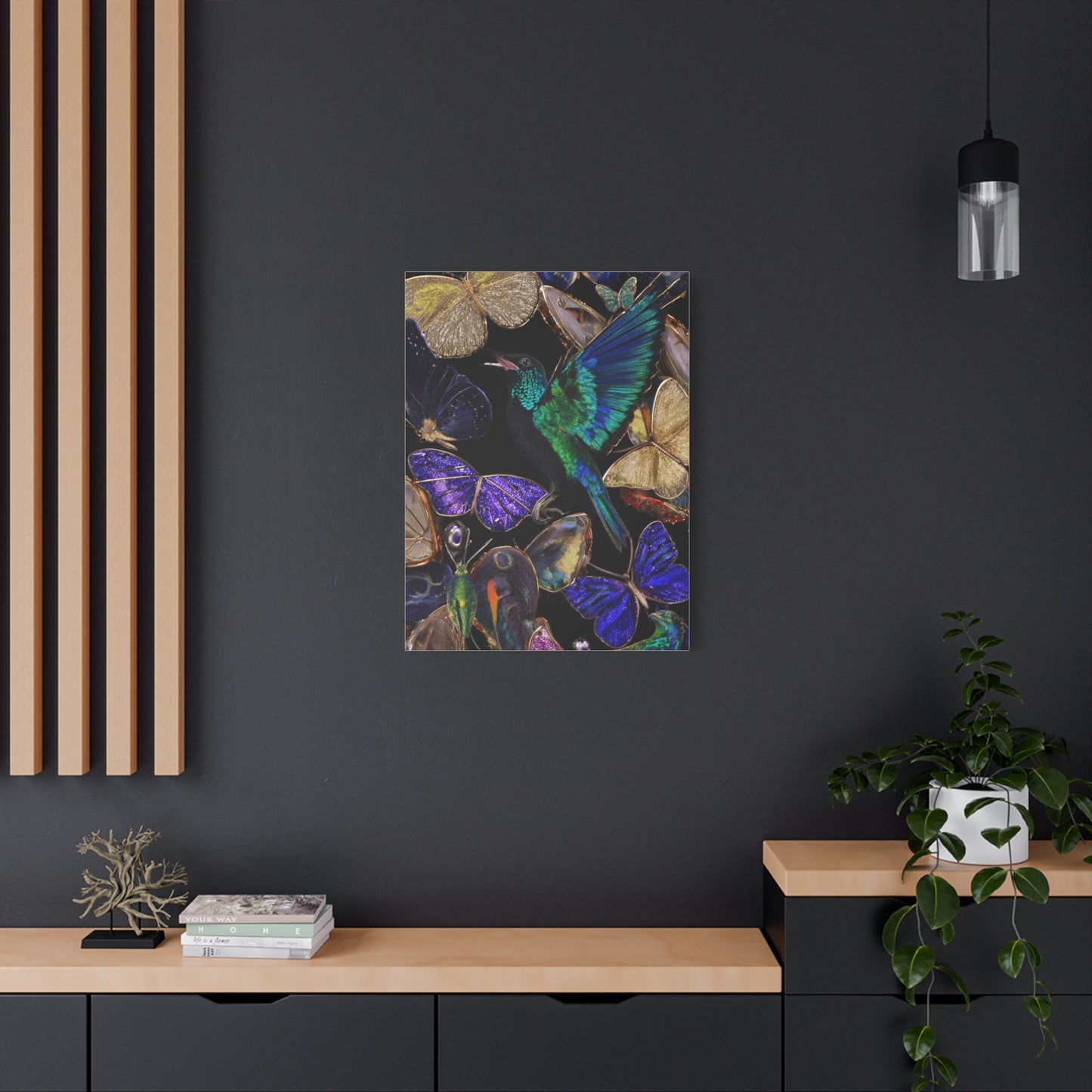 Jewel Tone Hummingbird and Butterfly Collection Wall Art & Canvas Print