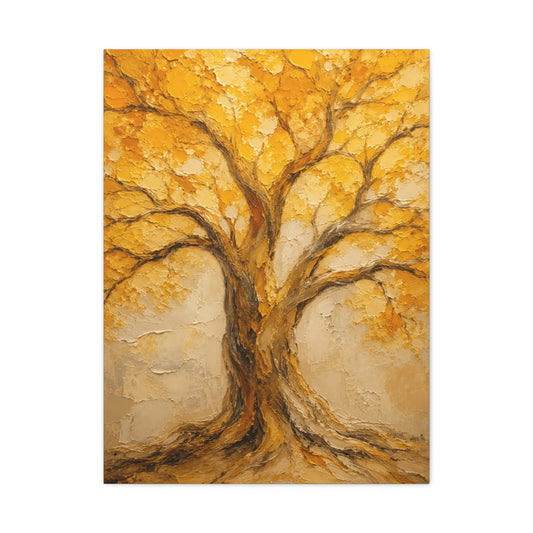 Impasto Golden Tree of Life Texture Wall Art & Canvas Print