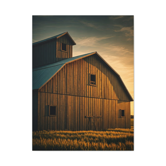 Twin Barn Structures in Evening Light Wall Art & Canvas Prints